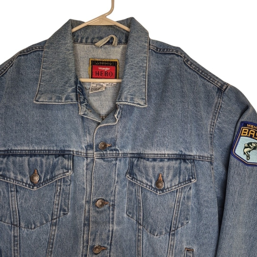 Vintage Wrangler Hero‎ Trucker Jacket Mens XL Blue Denim 90s Barn Outdoor Work